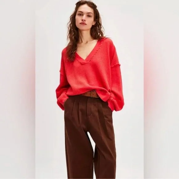 FREE PEOPLE We The Free Ricky Thermal High Risk Red XL - Picture 4 of 6